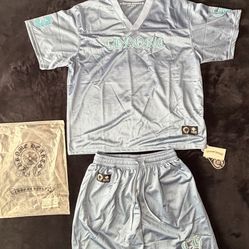 Blue chrome heart jersey set