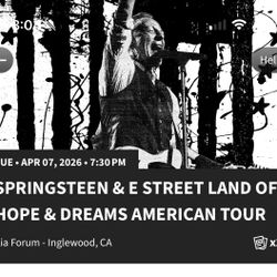2 Bruce Springsteen Tickets April 7 - Kia Arena 