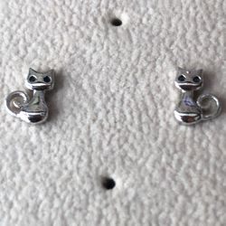 Cat Earrings 925 Silver 
