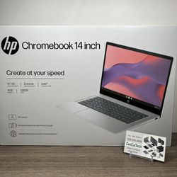 New HP Chromebook 14 inch Laptop Intel Processor N200 4GB RAM 128GB UFS Glacier Silver with Receipt