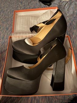 Oh Mispares Black Chunky Heels 9 1/2