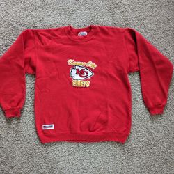 Vintage KANSAS CITY CHIEFS NFL GAMEDAY SWEATSHIRT Medium Red Hanes Heavyweight 