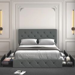 *Brand New* Queen Size Bed Frame Platform with 4 Storage Drawers (Mattresses Available)