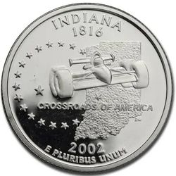 2002 Silver Proof Quarter Indiana