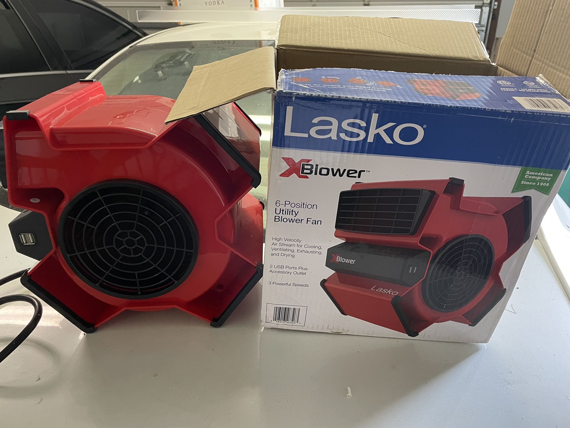 Lasko 11" X-Blower Multi-Position Utility Blower Fan with USB Port
