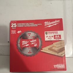 Milwuakee 7 1/4” —24 Tooth Circular Saw Blades— 25 Pack