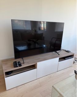 IKEA BESTÅ TV Stand / Media Console – Gray Walnut & White – Excellent Condition