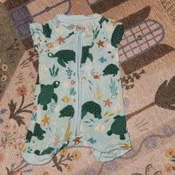 Little sleepies 0-3 month shortie sea turtles bamboo
