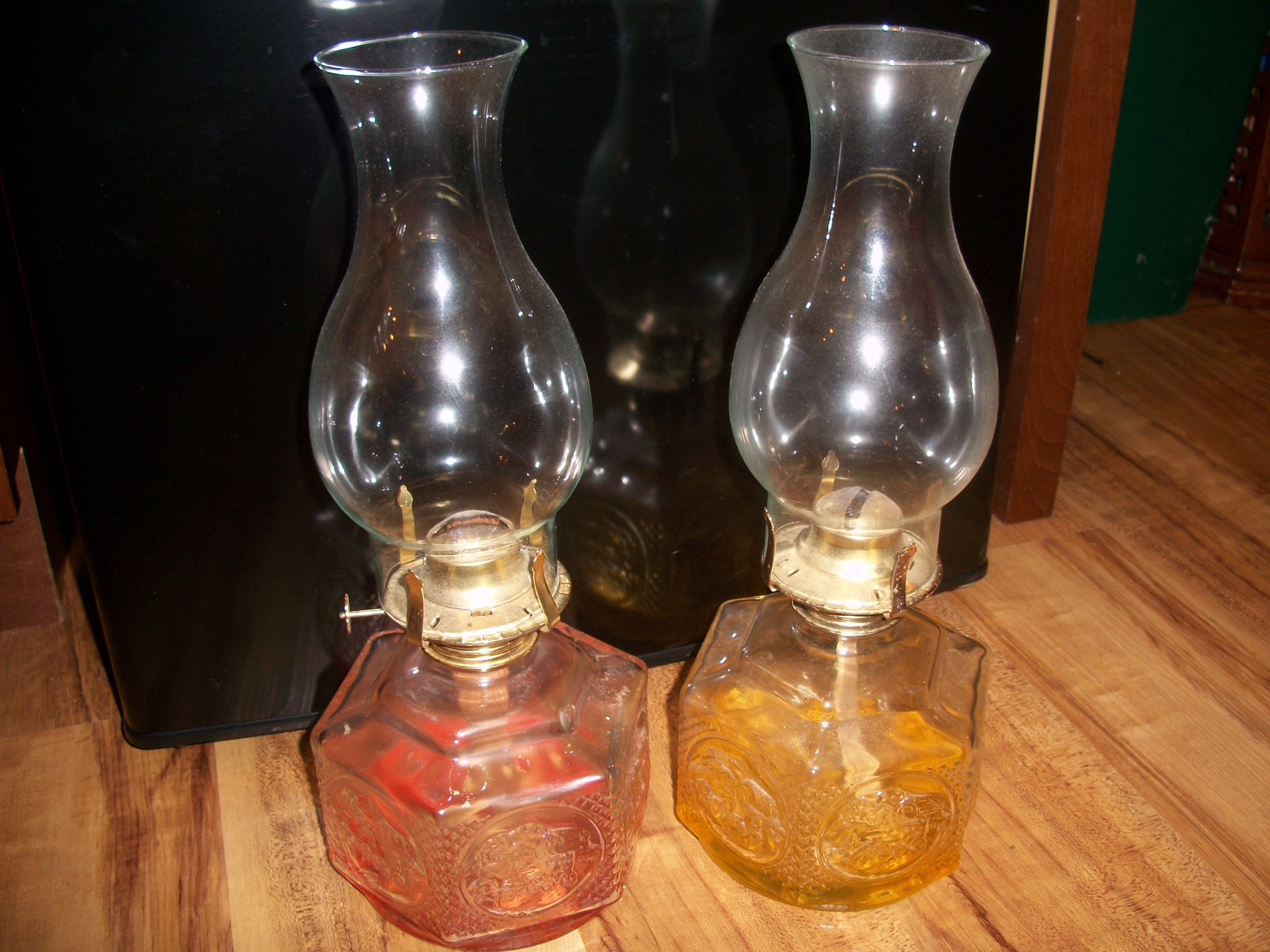 Vintage ornate oil lamps
