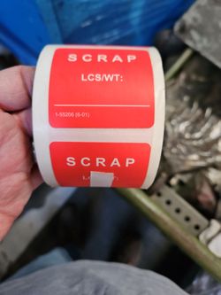 Red Scrap Label Sticker 1-55206(6-01)