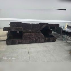 Black Jumbo Corduroy Pull Out Sofa