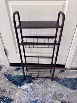 Bronze Metal Multi-Tier Organizer Rack with Slide-Out Basket