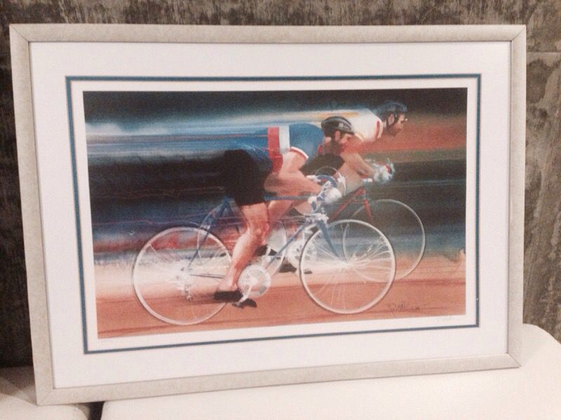 1988 Olympics cycling signed and # print by bob peak