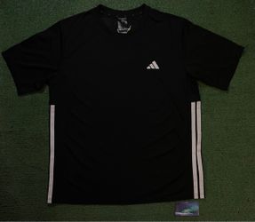 Adidas black & white 3 stripes basic tee