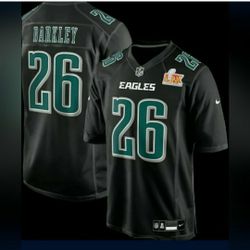 New!  #26 Saquon Barkley Philadelphia Eagles Carbon Blak Super Bowl LIX adult LG