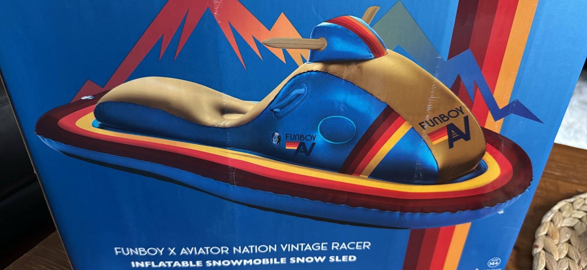 Funboy X aviator Nation Vintage Racer Inflatable Snowmobile Snow Sled