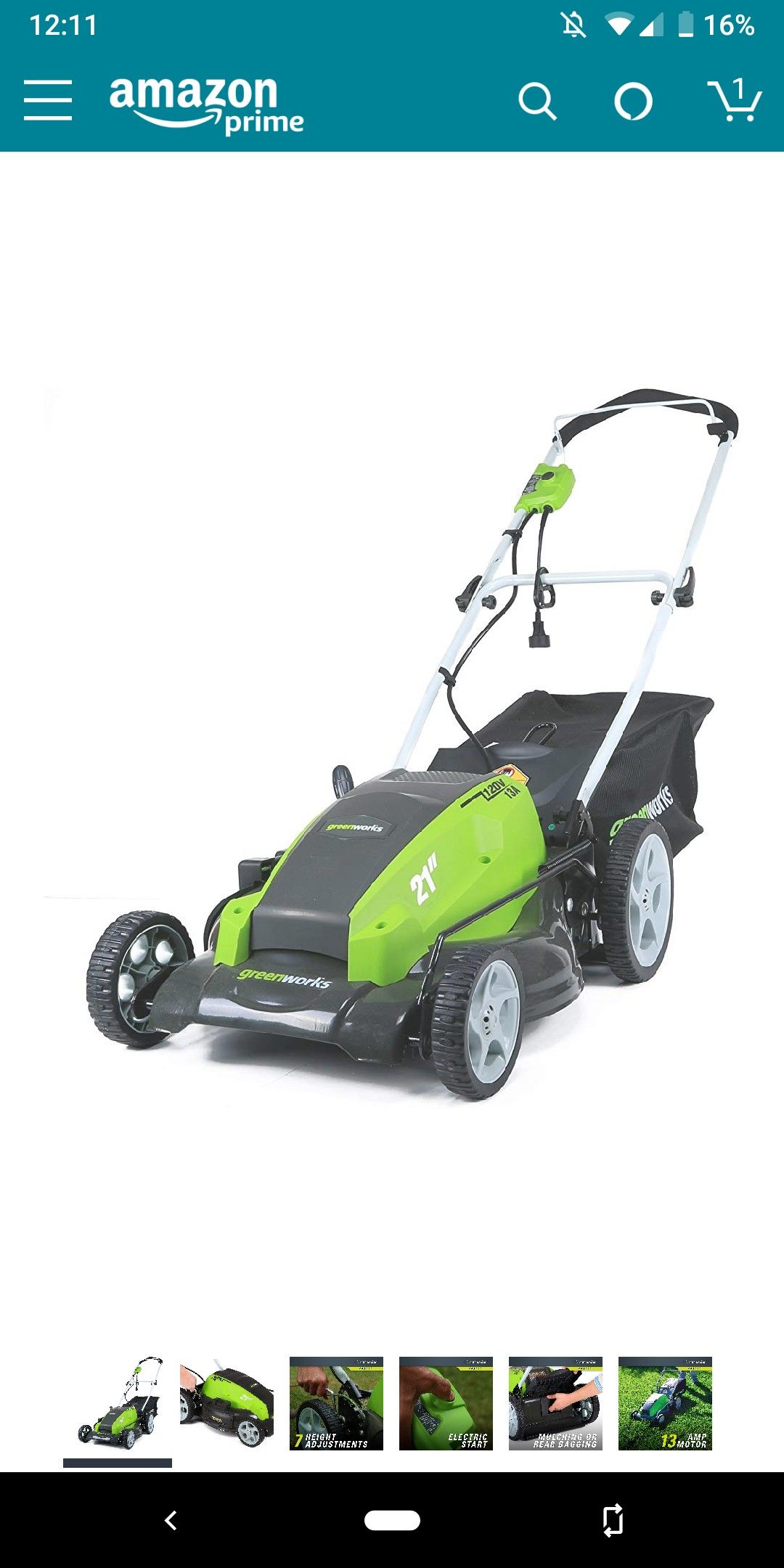 Greenworks, 13 Amp, 21-Inch 3 in 1 Lawn Mower
