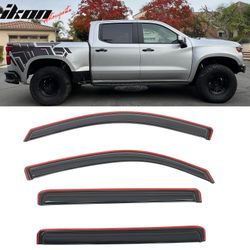 Fits 2019-2025 Silverado Sierra 1500 2500 3500 HD Crew Cab Window Visors In-Channel