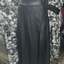 Black Faux Leather Skirt