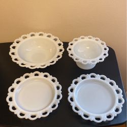 Milk Glass Old Colony Lace Edge Set 