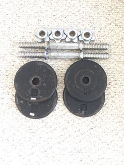 Dumbbells grips and 5LB plates includes