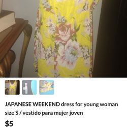JAPANESE WEEKEND dress for young woman size S / vestido para mujer joven