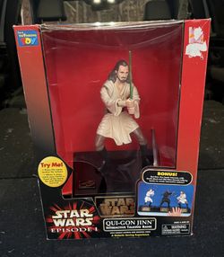 Star Wars Episode 1 Qui-Gon Jinn Interactive Talking Bank New