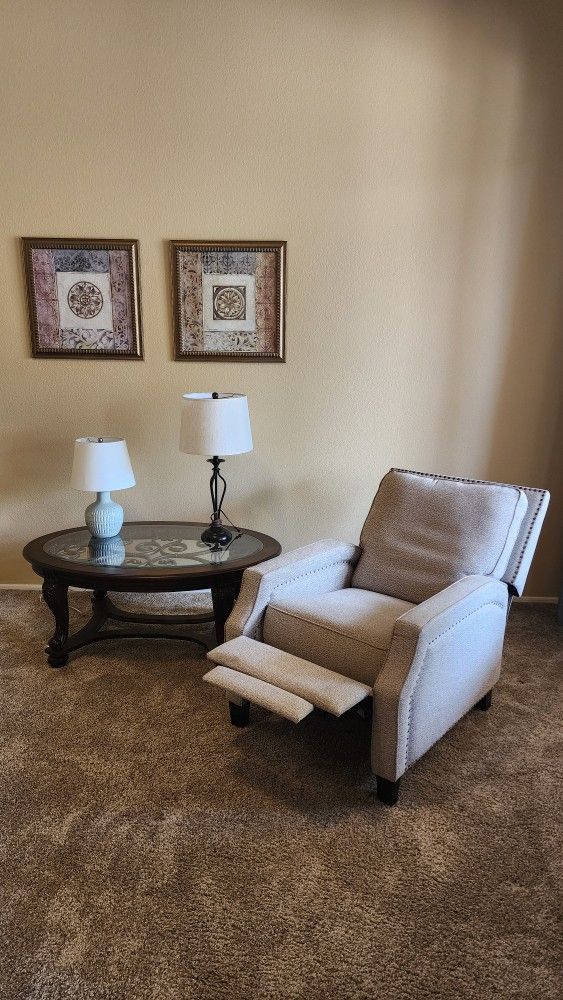 Recliner, Lamps, Wall Art
