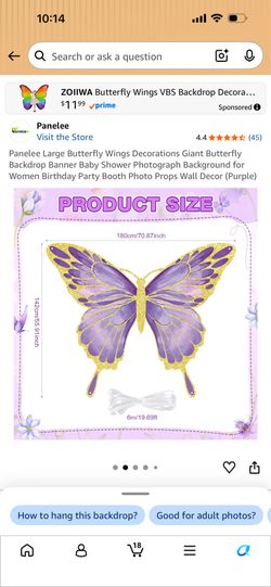 Large Butterfly Wings Decorations Backdrop Banner for birthday