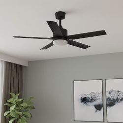 44-in Color-Changing Integrated LED Outdoor Ceiling Fan With Light 5 -Blade )Downrod or Flush Mount Matte Black Blades 