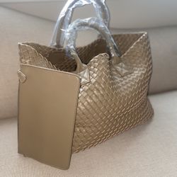 WOVEN TOTE BAG - DOVE CREAM