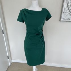 VfEmage Green Side Ruched Midi Dress, S