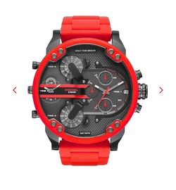 DIESEL Mr. Daddy 2.0 red metal watch, 55 mm