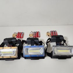 3pcs LED USB Rechargeable Headlamp Headlight Hunting Fishing Torch Flashlight

