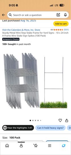 Metal H-Frame Wire Yard Sign Stakes 100 Pack