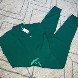 NWT FIGS Rafaela Womens Cargo Scrub Jumpsuit Jogger Hunter Green PO5412