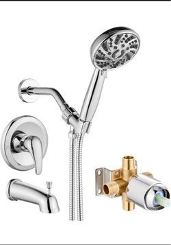 Chrome Tub and Shower Faucet Combo Set