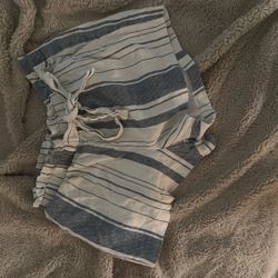 Blue And White Striped Shorts