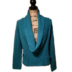 Poof Excellence Turquoise Med Cowl Sweater