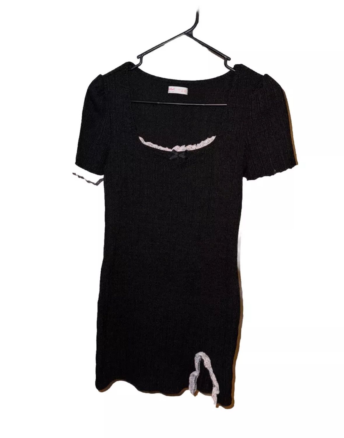 ROMWE Black Dress White Lace Size Large 8/10