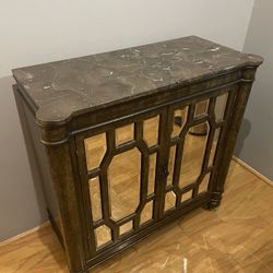 Antique Marble Top Storage Mirrored Cabinet 