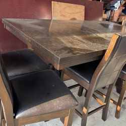 Wood Dinning Set Table And 6 Chairs 