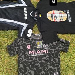 3 Different Size Bape Shirts