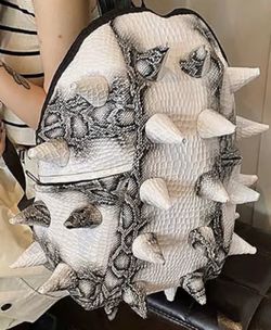 3D Spiked Backpack Black/ White