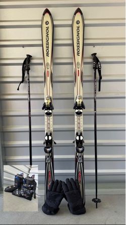 Men’s Ski Set - Rossignol Power Cobra X 167 Skis, Lange Banshee 8 Boots Size 11-11.5, Poles, Gloves