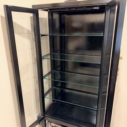 Glass and Dark Wood Display Cabinet