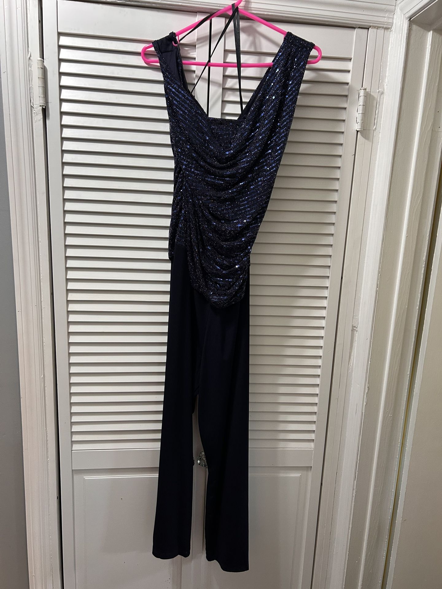 New. W Tags. Navy Sequin Jumpsuit  18w .  Soft Material. 