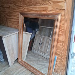 Large Solid Wood  36"x47" Rectangle Beveled Custom Framed Wall Mirror