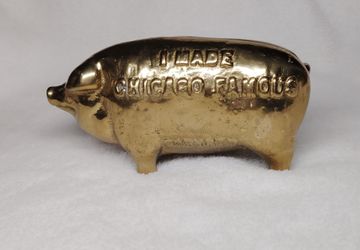 Vintage solid brass pig bank