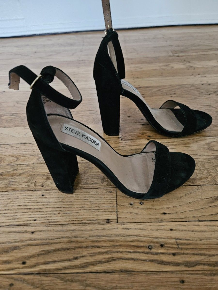 Steve Madden Open Toed Block Heels 7 Black 